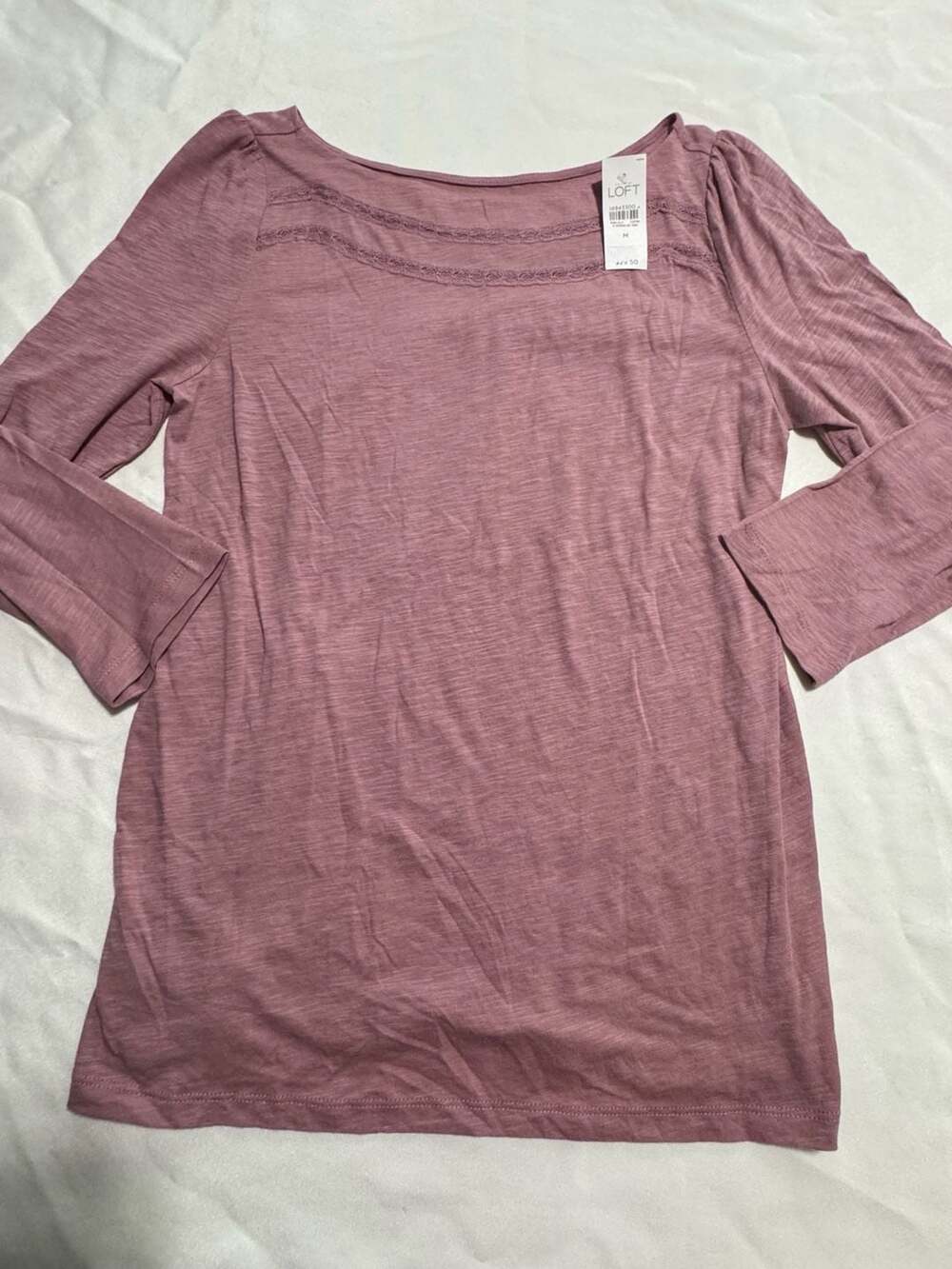 Dusty Rose Soft Girl Lace Trim Tee Cottagecore Boho Top
